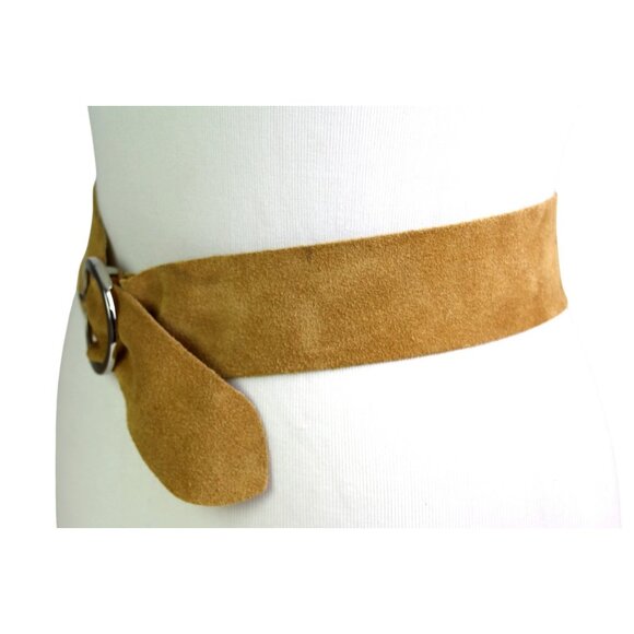 Banana Republic BEIGE REAL LEATHER SUEDE 2"Wd CASUAL DRESS WOMEN'S BELT Sz S(A70 - Picture 3 of 12